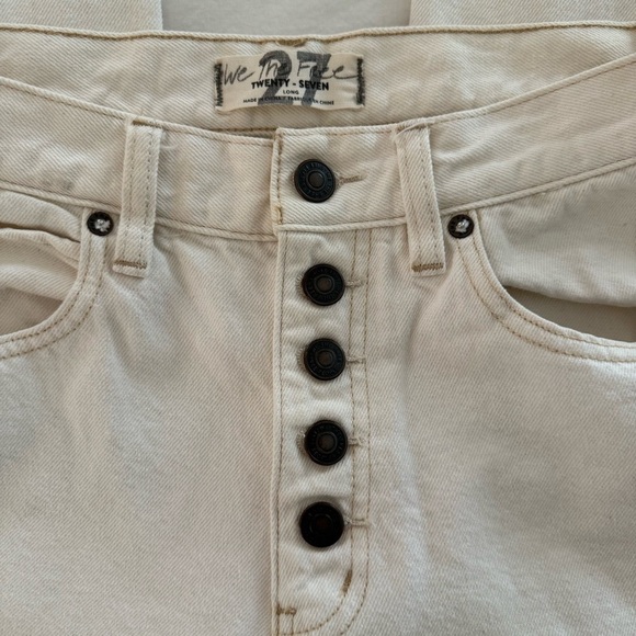 We The Free Cream Button Fly High Rise Cropped Jean - Picture 3 of 9